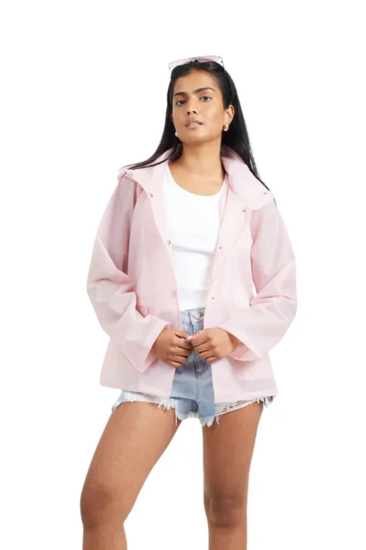 Pink Waterproof Hooded Mac Jacket - Lori sold by Femme Luxe