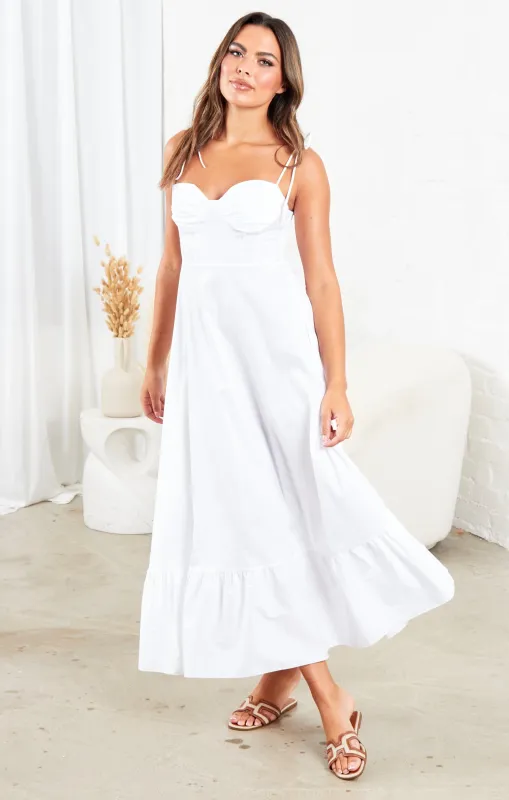 White Strappy Elegant Maxi Dress - Mila sold by Femme Luxe
