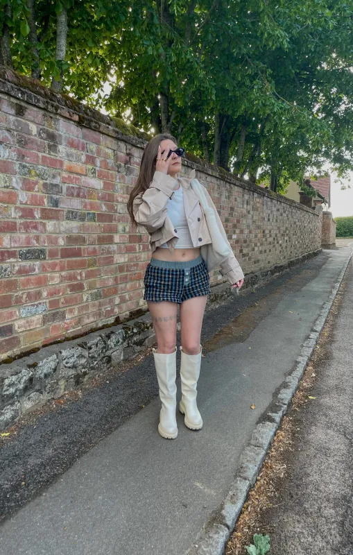 Stone Cropped Double Breasted Trench Coat - Honor sold by Femme Luxe