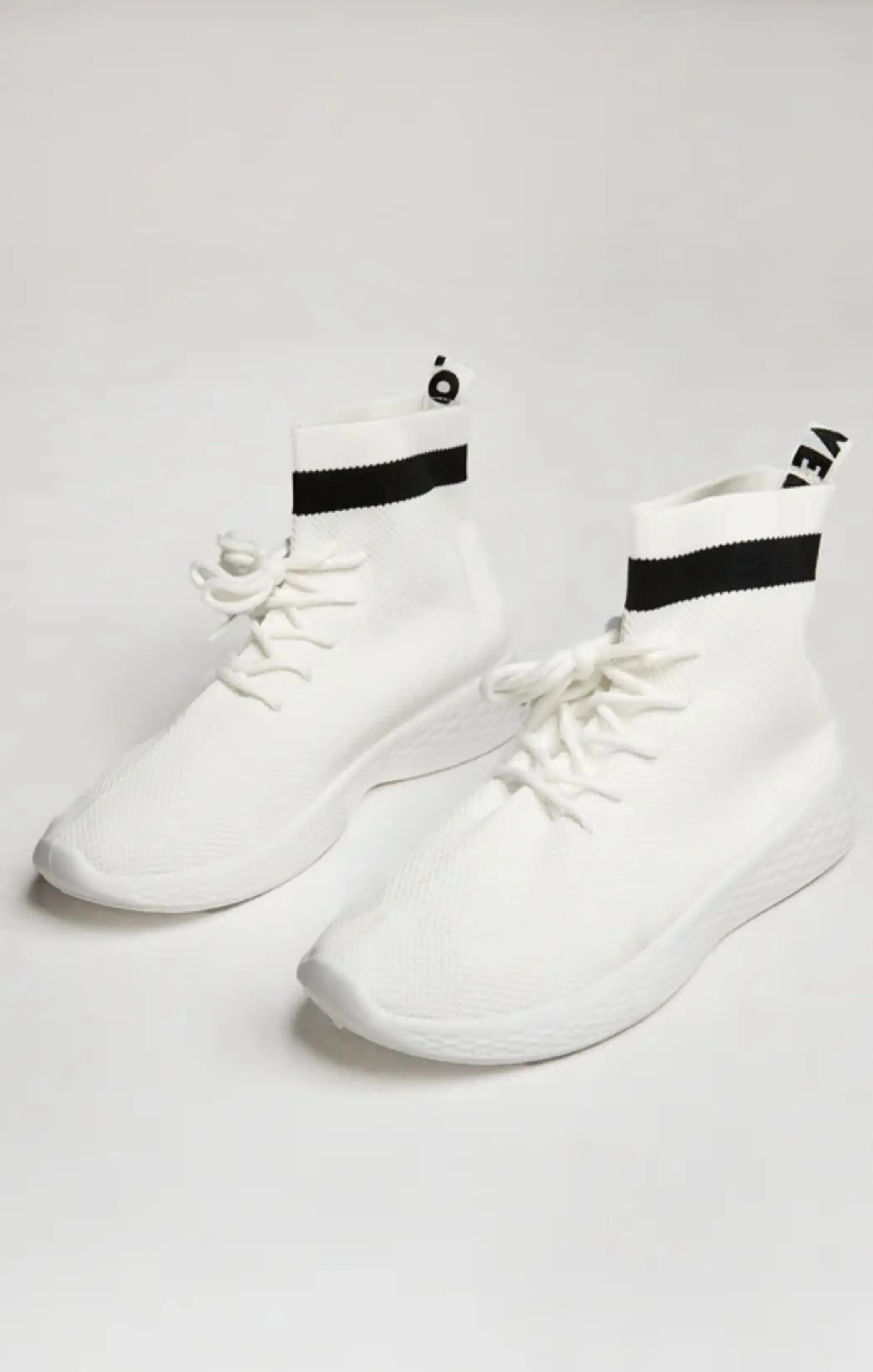 White Lace Up Sock Trainers - Mira sold by Femme Luxe