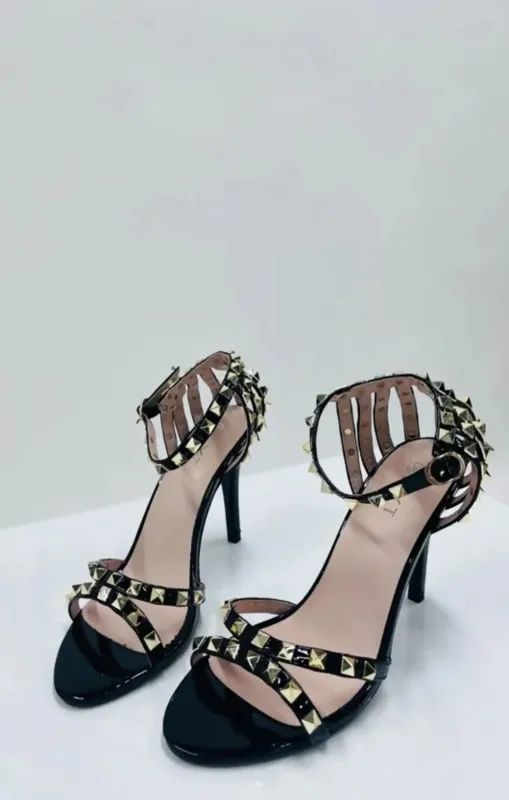 Black Studded Stiletto Heels - Willow sold by Femme Luxe