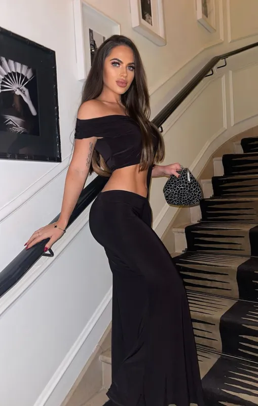 Black Ruched Detail High Neck Cut Out Detail Maxi Dress-Adeline sold by Femme Luxe