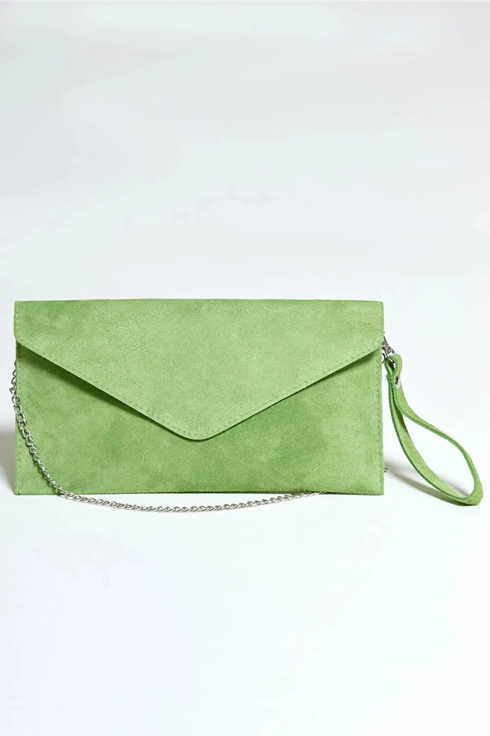 Green Suede Envelope Luxe Clutch Bag - Laura sold by Femme Luxe product image thumbnail 2