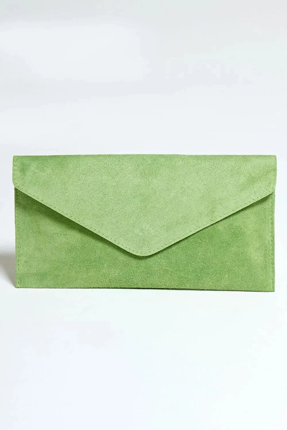 Green Suede Envelope Luxe Clutch Bag - Laura sold by Femme Luxe product image thumbnail 3