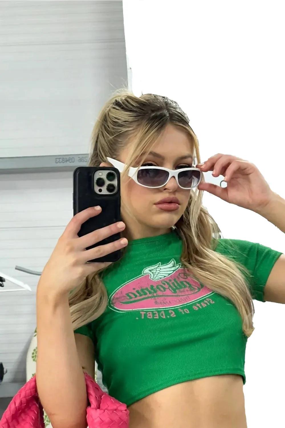 White Y2K Chunky Square Sunglasses - Abby sold by Femme Luxe product image thumbnail 5