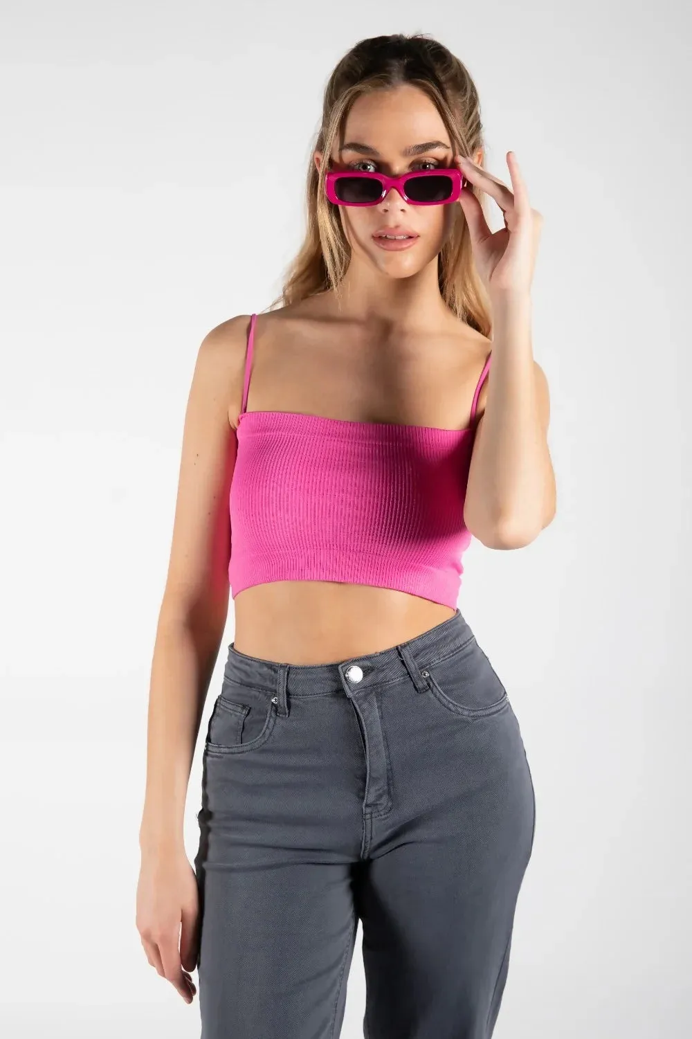 Hot Pink Chunky Rim Sunglasses - Lucia sold by Femme Luxe product image thumbnail 2