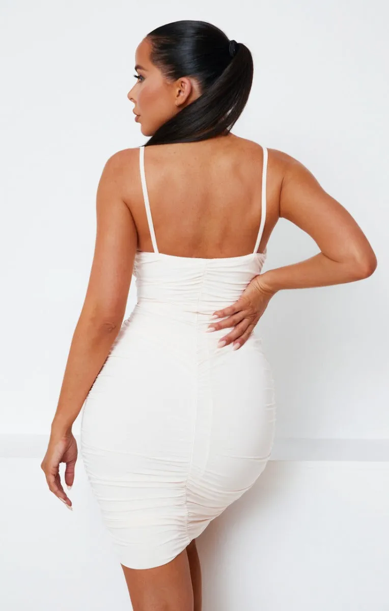 Nude Slinky Ruched Bust Detail Strappy Bodycon Mini Dress - Keyla sold by Femme Luxe product image thumbnail 3