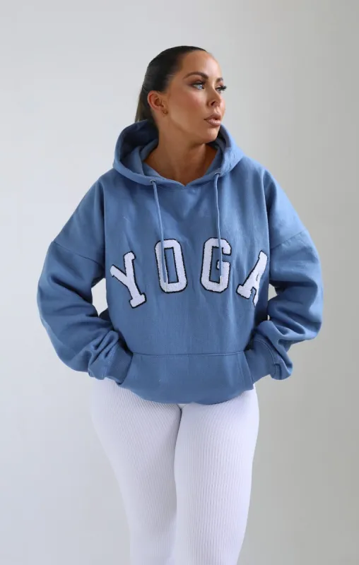 Blue Yoga Slogan Oversized Hoodie - Laverne sold by Femme Luxe
