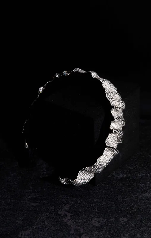 Silver Diamante Swirl Embellished Headband - Uliana sold by Femme Luxe