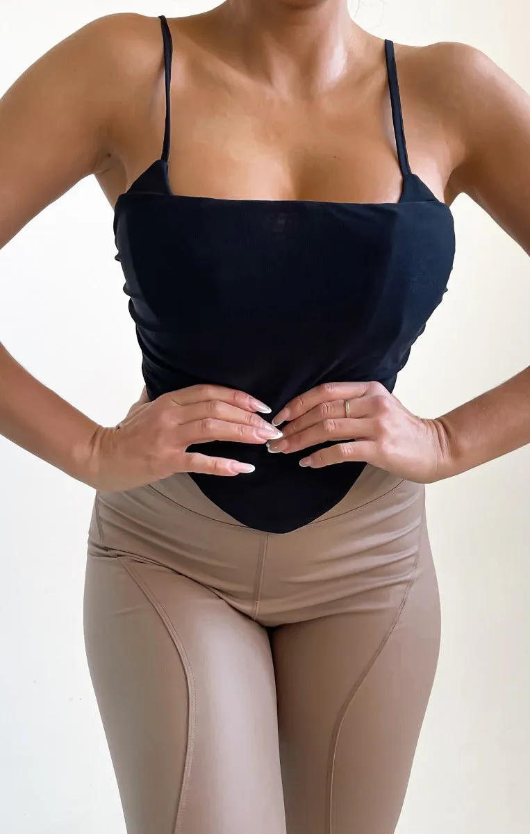 Black Strappy Square Neck Corset Top - Nalah sold by Femme Luxe product image thumbnail 2