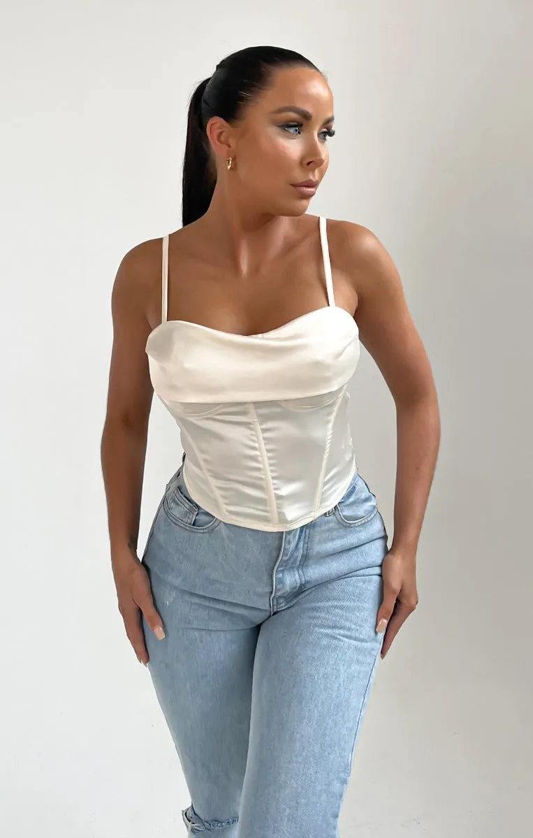Cream Strappy Corset Top - Ashtyn sold by Femme Luxe product image thumbnail 4