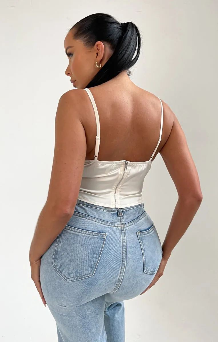 Cream Strappy Corset Top - Ashtyn sold by Femme Luxe product image thumbnail 5