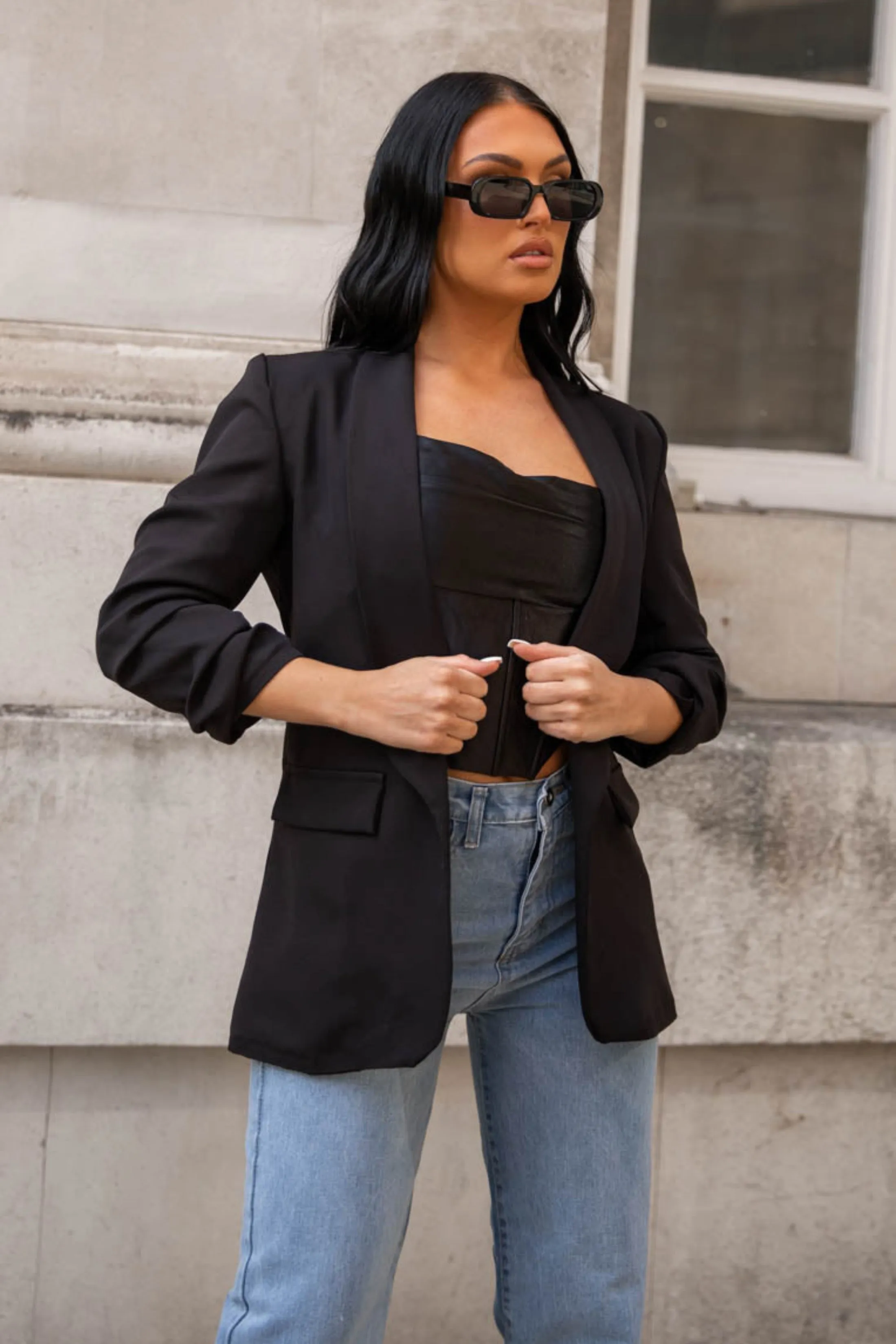 Black Long Sleeve Pocket Blazer - Tenely sold by Femme Luxe product image thumbnail 4