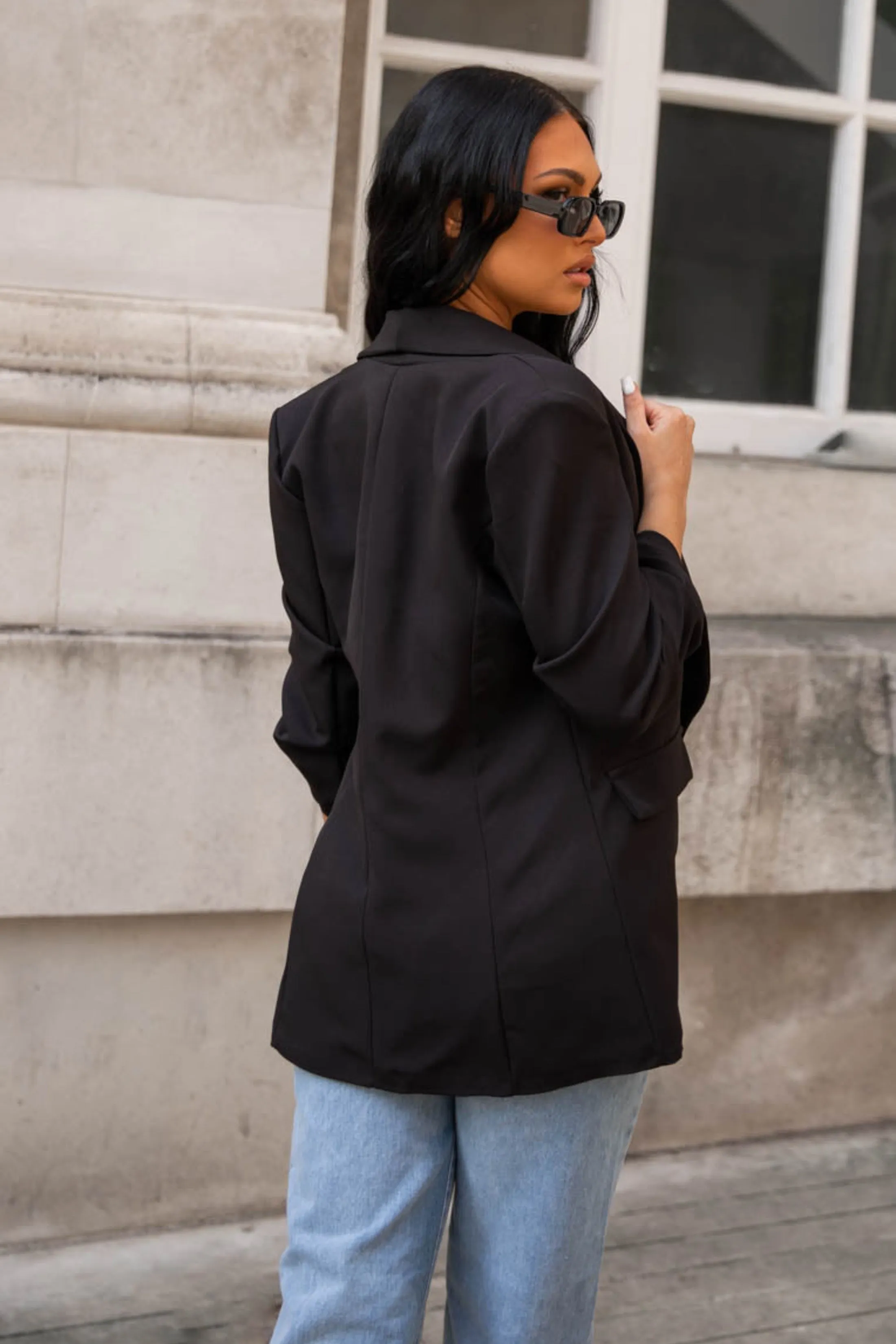Black Long Sleeve Pocket Blazer - Tenely sold by Femme Luxe product image thumbnail 3