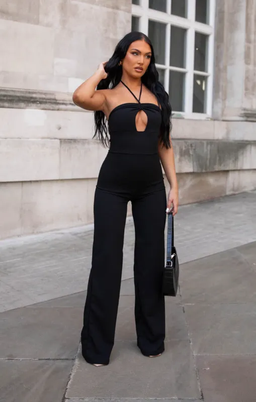 Black Cut Out Halter Neck Jumpsuit- Carla sold by Femme Luxe