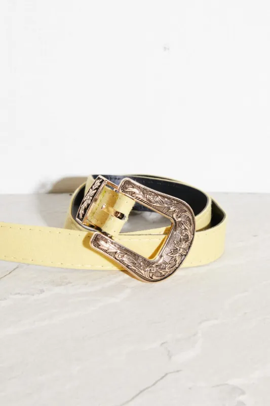 Yellow Detail Buckle Belt - Novah sold by Femme Luxe