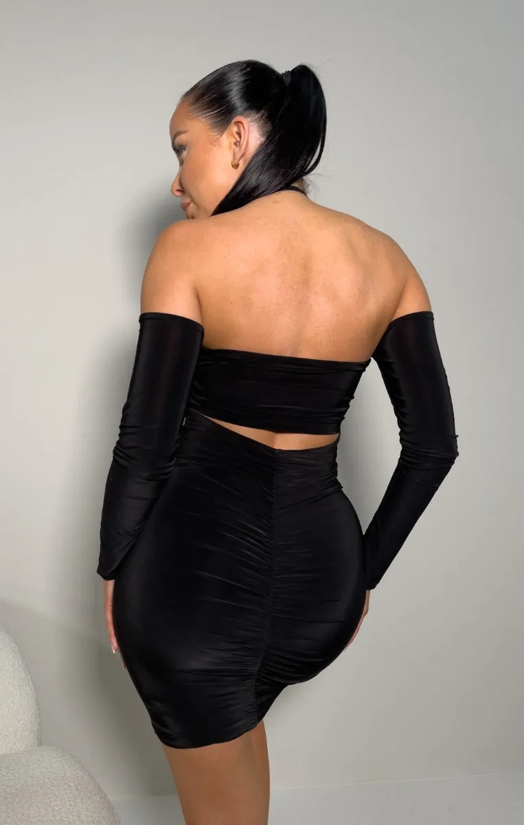 Black Long Sleeve Cut Out Mini Dress - Louisa sold by Femme Luxe product image thumbnail 3