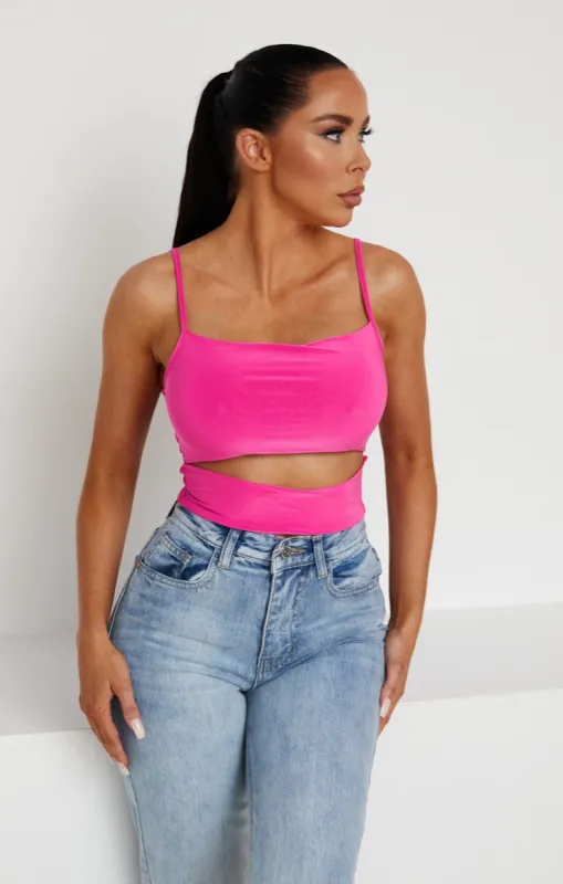 Cerise Cut Out Slinky Strappy Crop Top - Milana sold by Femme Luxe