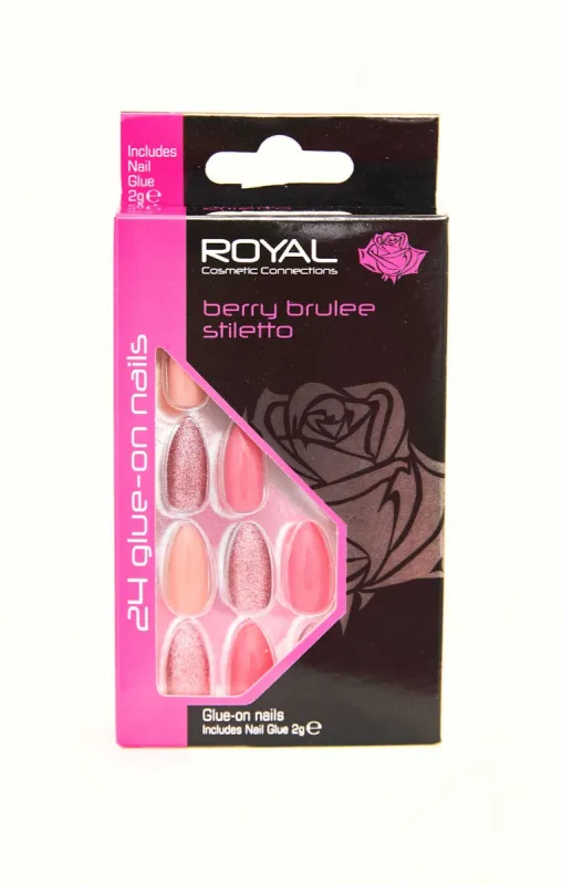 Berry Brûlée Stiletto Shape 24 Glue On Nails made by Femme Luxe