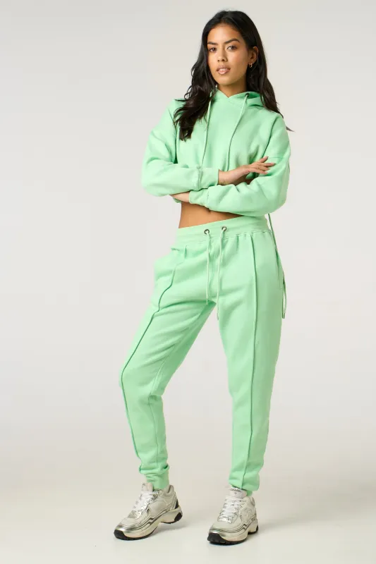 Sage Boxy Cropped Hoodie Cuffed Joggers Loungewear Set - Cailleigh sold by Femme Luxe