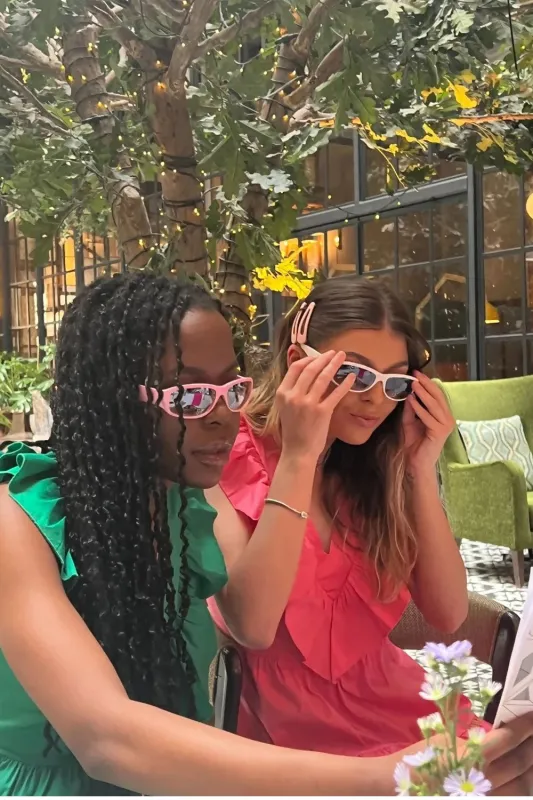 Pink Y2K Chunky Square Sunglasses - Abby sold by Femme Luxe