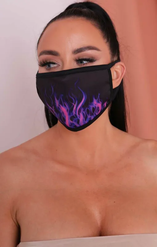 Pink & Purple Flame Print Washable Face Mask sold by Femme Luxe