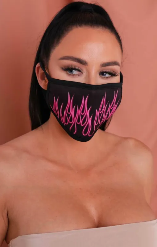 Pink & White Flame Print Washable Face Mask made by Femme Luxe