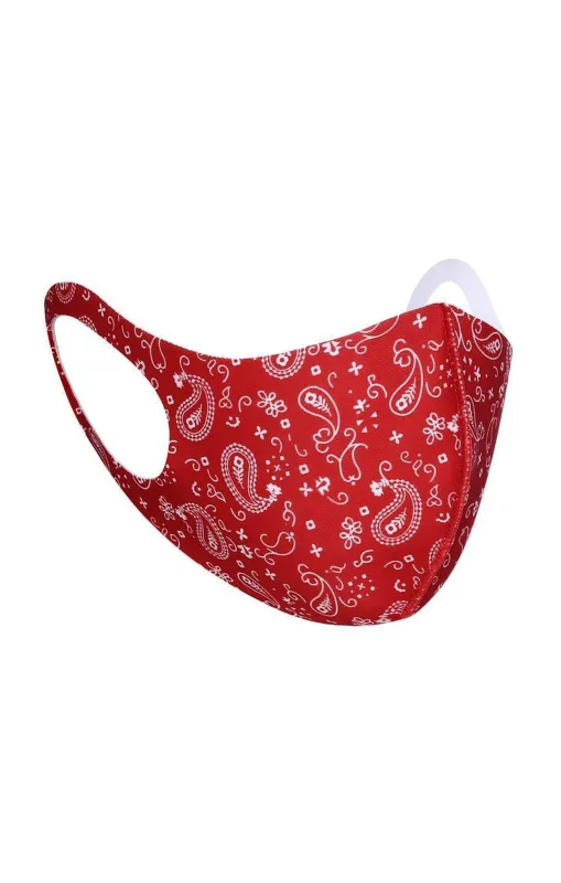 Red Bandana Print Face Mask - Cally sold by Femme Luxe