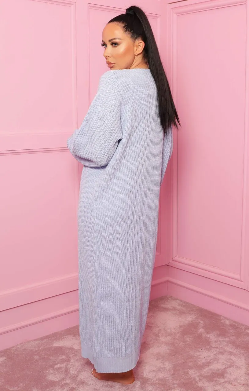 Blue Knitted Maxi Cardigan - June sold by Femme Luxe product image thumbnail 4