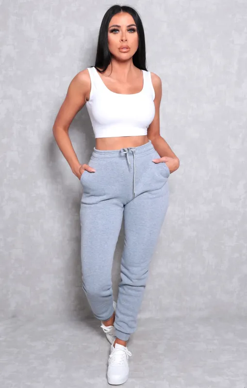 Grey Cuffed Leg Basic Joggers - Charlotte sold by Femme Luxe