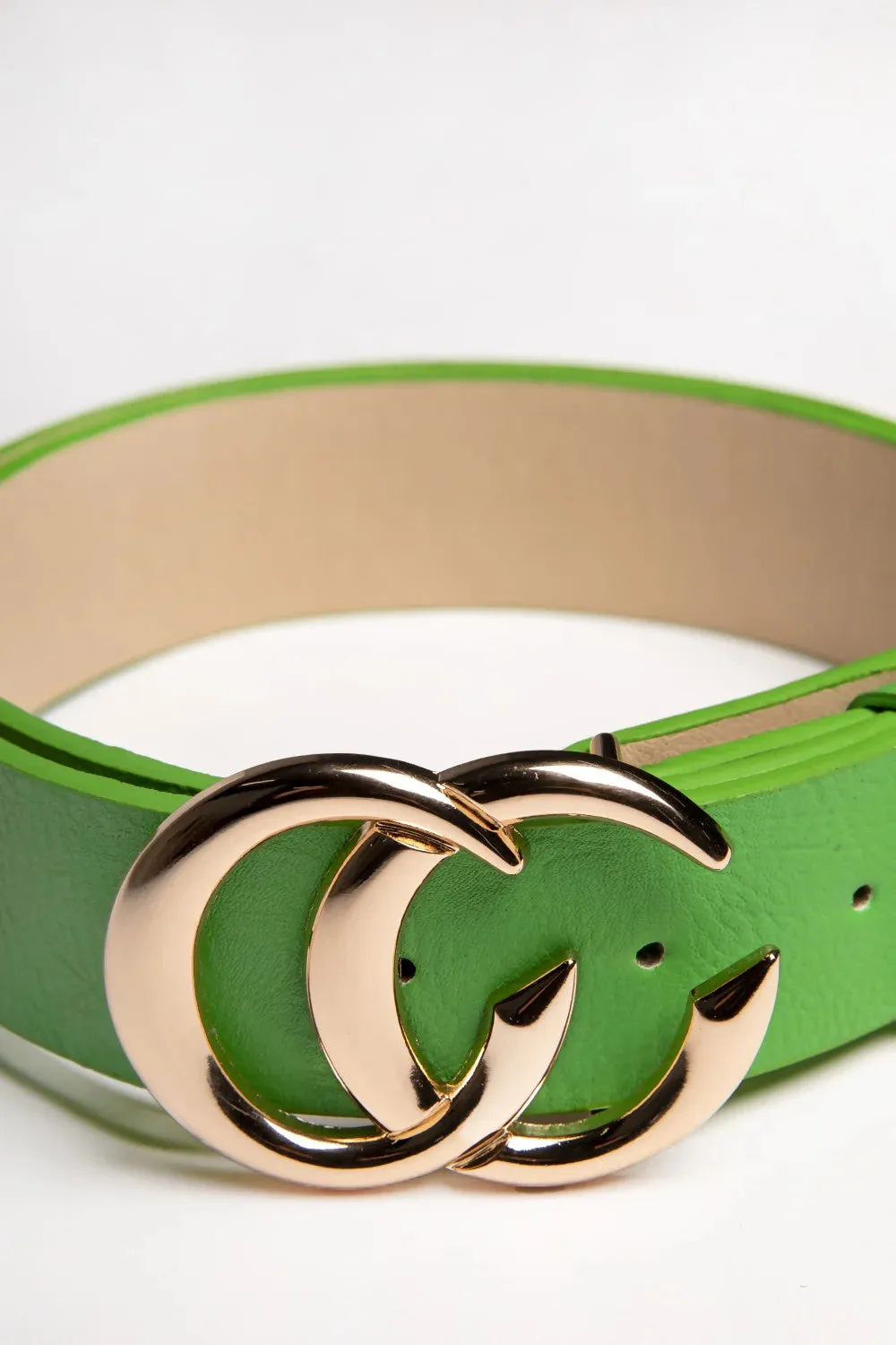 Green CC Gold Buckle PU Belt - Haydan sold by Femme Luxe product image thumbnail 3