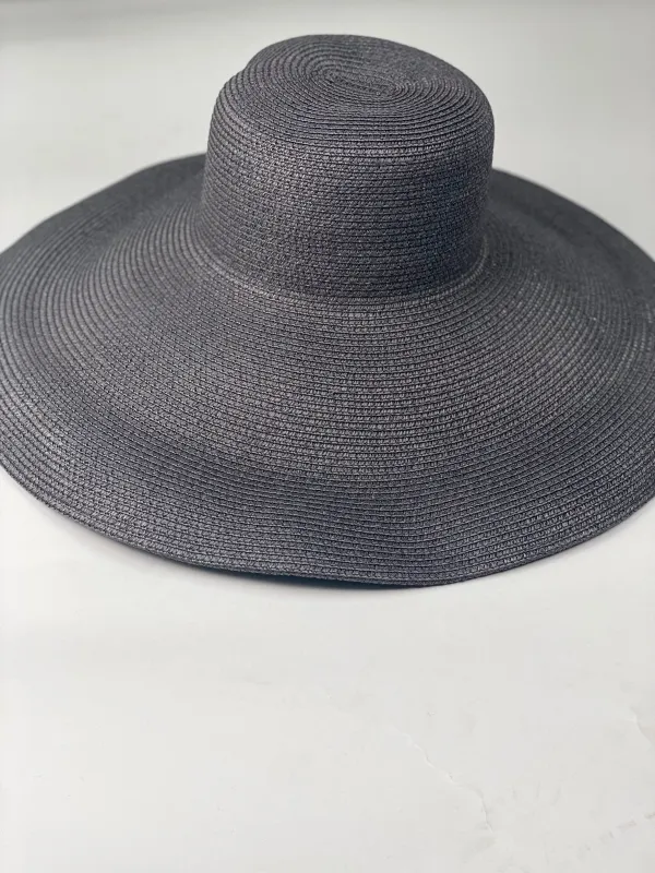 Black Floppy Straw Hat - Blaze sold by Femme Luxe