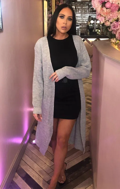 Grey Knitted Long Cardigan - June sold by Femme Luxe
