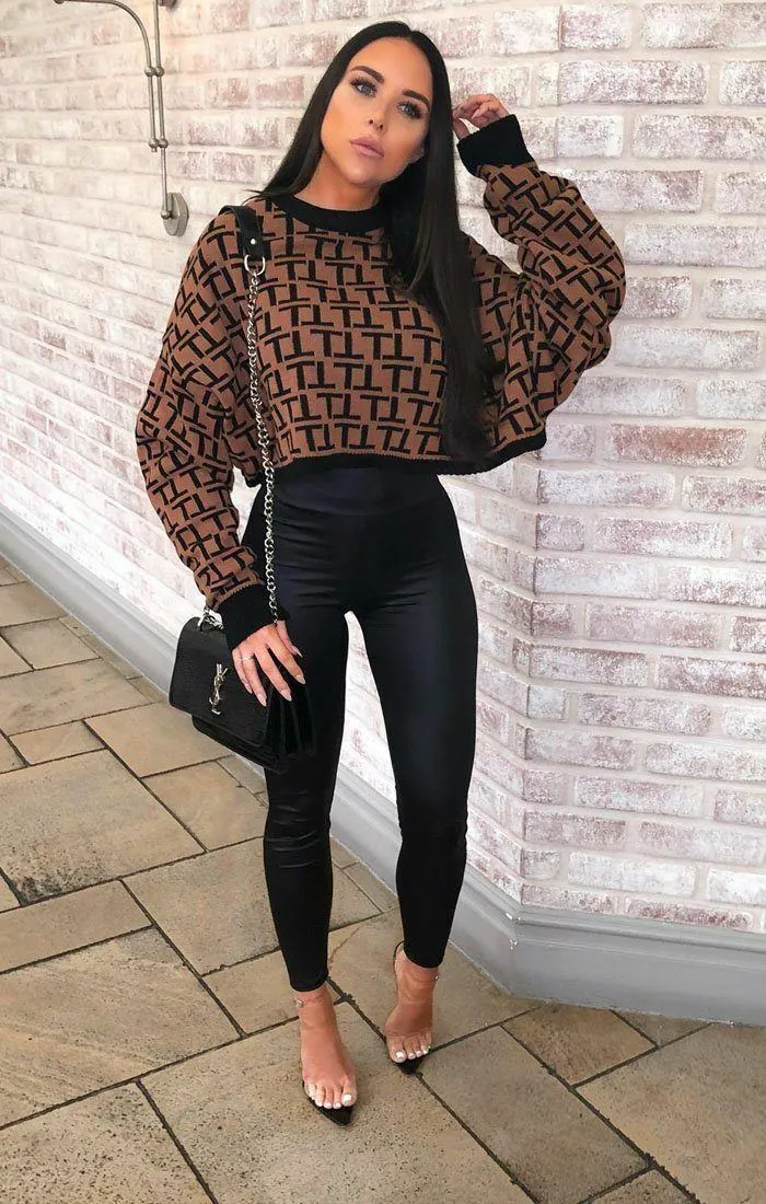 Black High Waisted Faux Leather Look Leggings - Catriona sold by Femme Luxe product image thumbnail 3