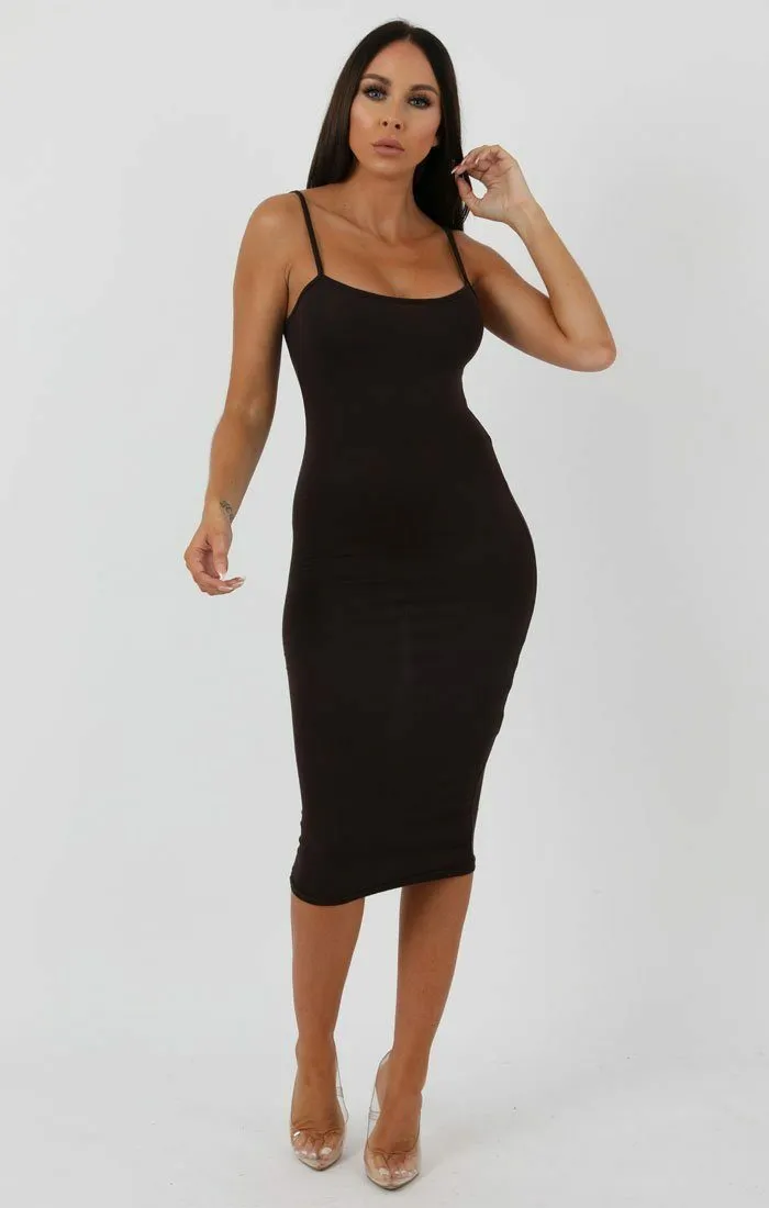 Brown Strappy Bodycon Midi Dress - Poppy sold by Femme Luxe product image thumbnail 2