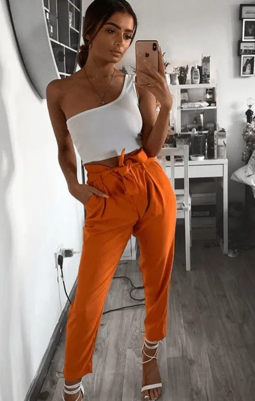 White One Shoulder Crop Top - Keeley sold by Femme Luxe