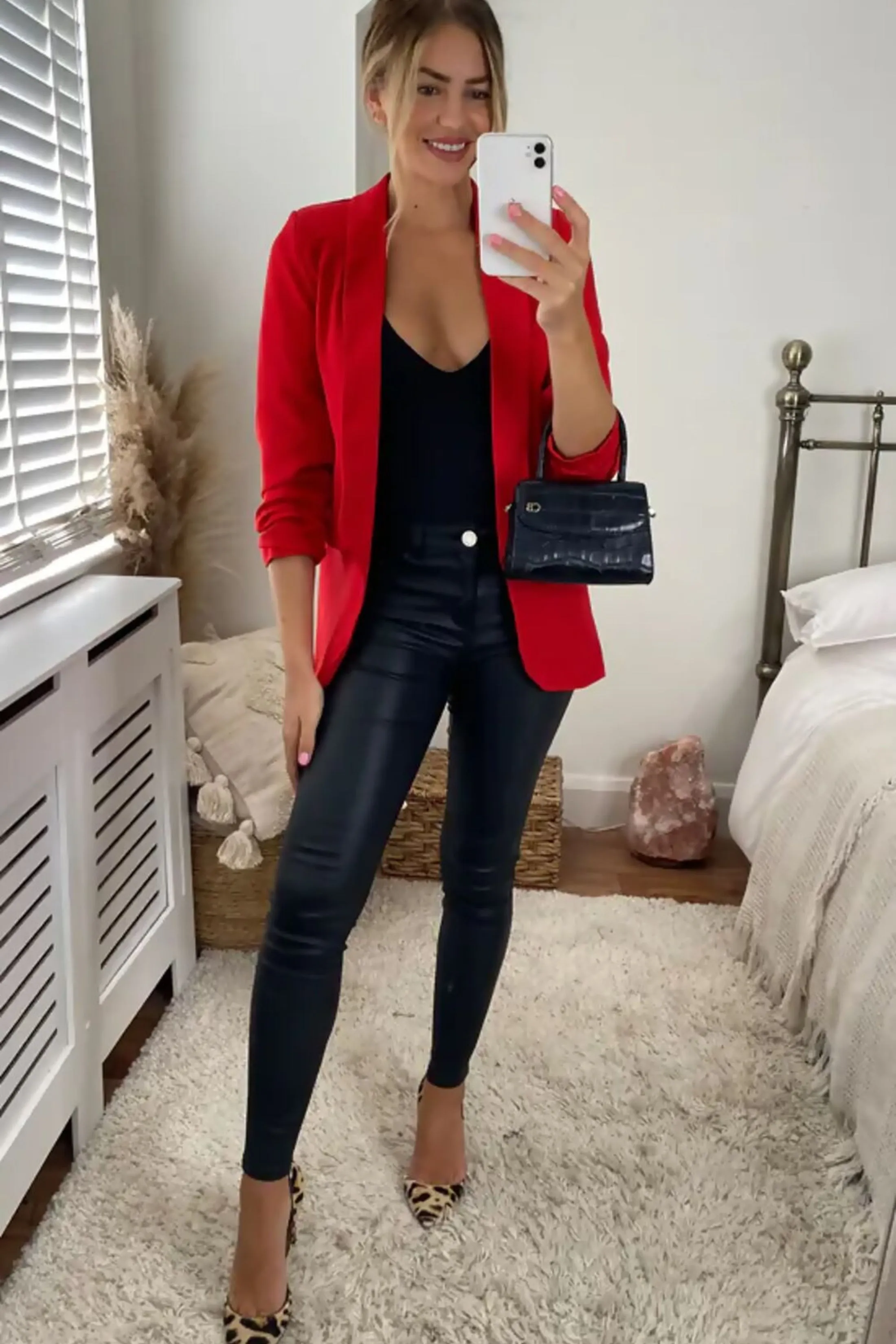 Red Long Sleeve Pocket Blazer - Tenely sold by Femme Luxe product image thumbnail 3