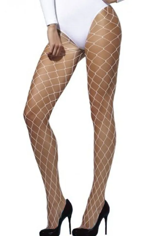 White Diamond Fishnet Tights made by Femme Luxe