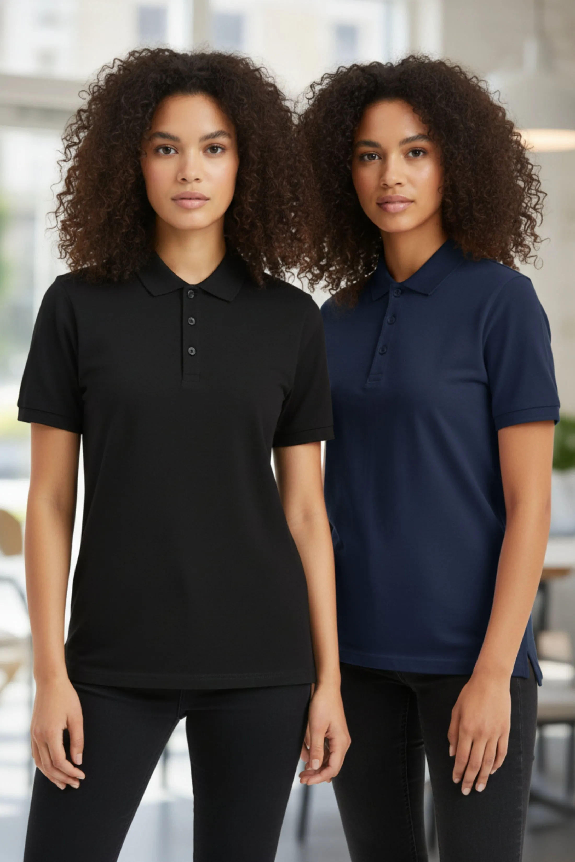 Black & Navy Classic Polo Collar Short Sleeve T-Shirt 2 Pack- Cnaira sold by Femme Luxe product image thumbnail 3