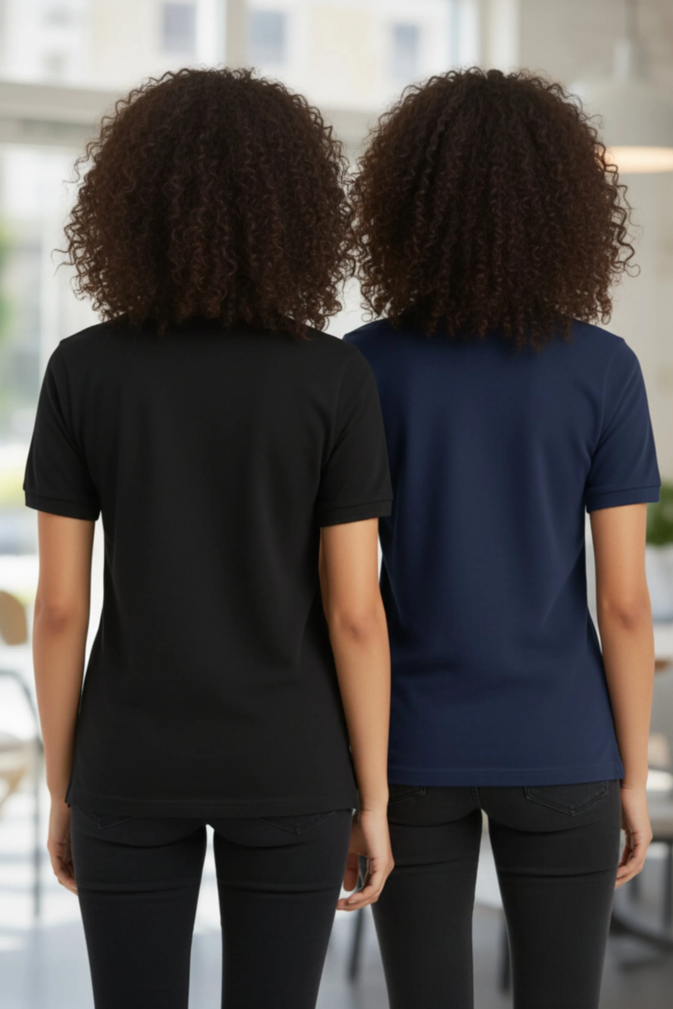 Black & Navy Classic Polo Collar Short Sleeve T-Shirt 2 Pack- Cnaira sold by Femme Luxe product image thumbnail 2