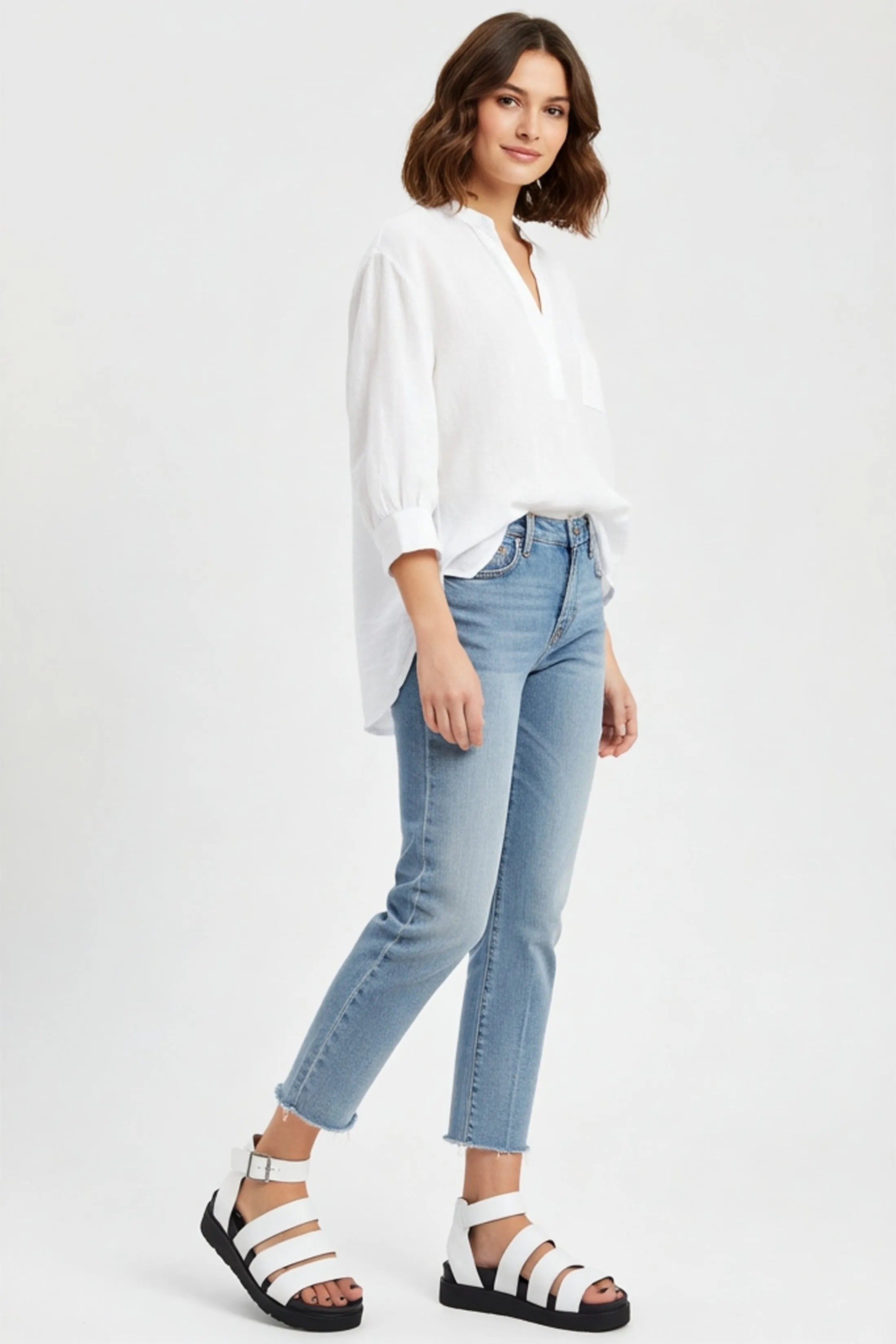 White Gladiator Style Flat Sandals - Zarina sold by Femme Luxe product image thumbnail 2