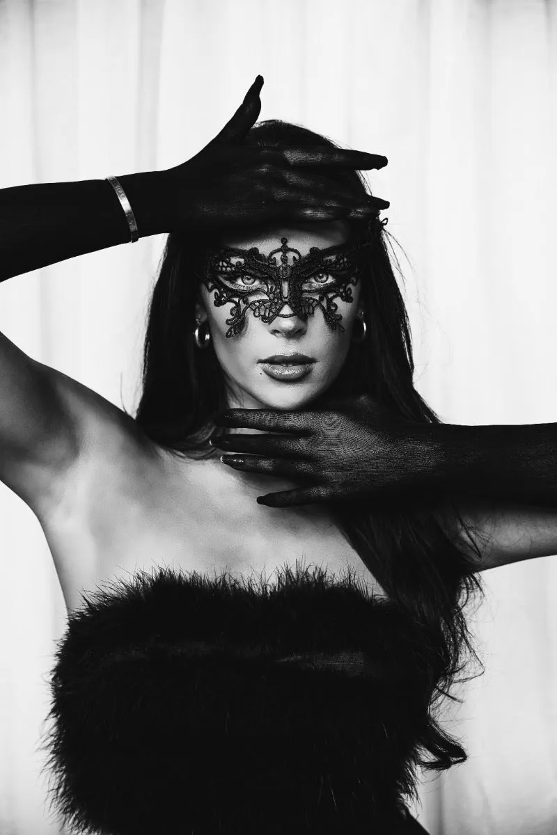 Black Halloween Butterfly Mask With Lace Detailing - Matilda sold by Femme Luxe product image thumbnail 3