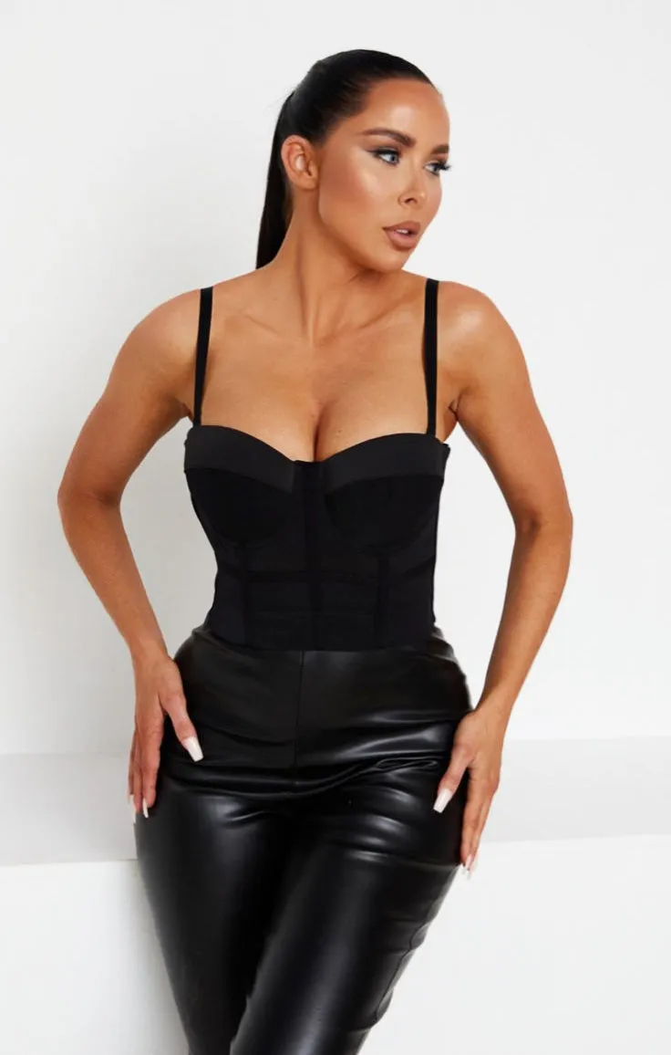 Black Strappy Corset Style Crop Top - Rhianna sold by Femme Luxe product image thumbnail 2