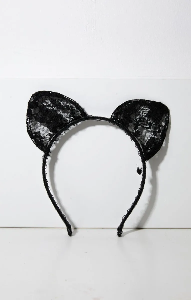 Black Halloween Filigree Cat Ears Headband - Gabrielle sold by Femme Luxe product image thumbnail 2
