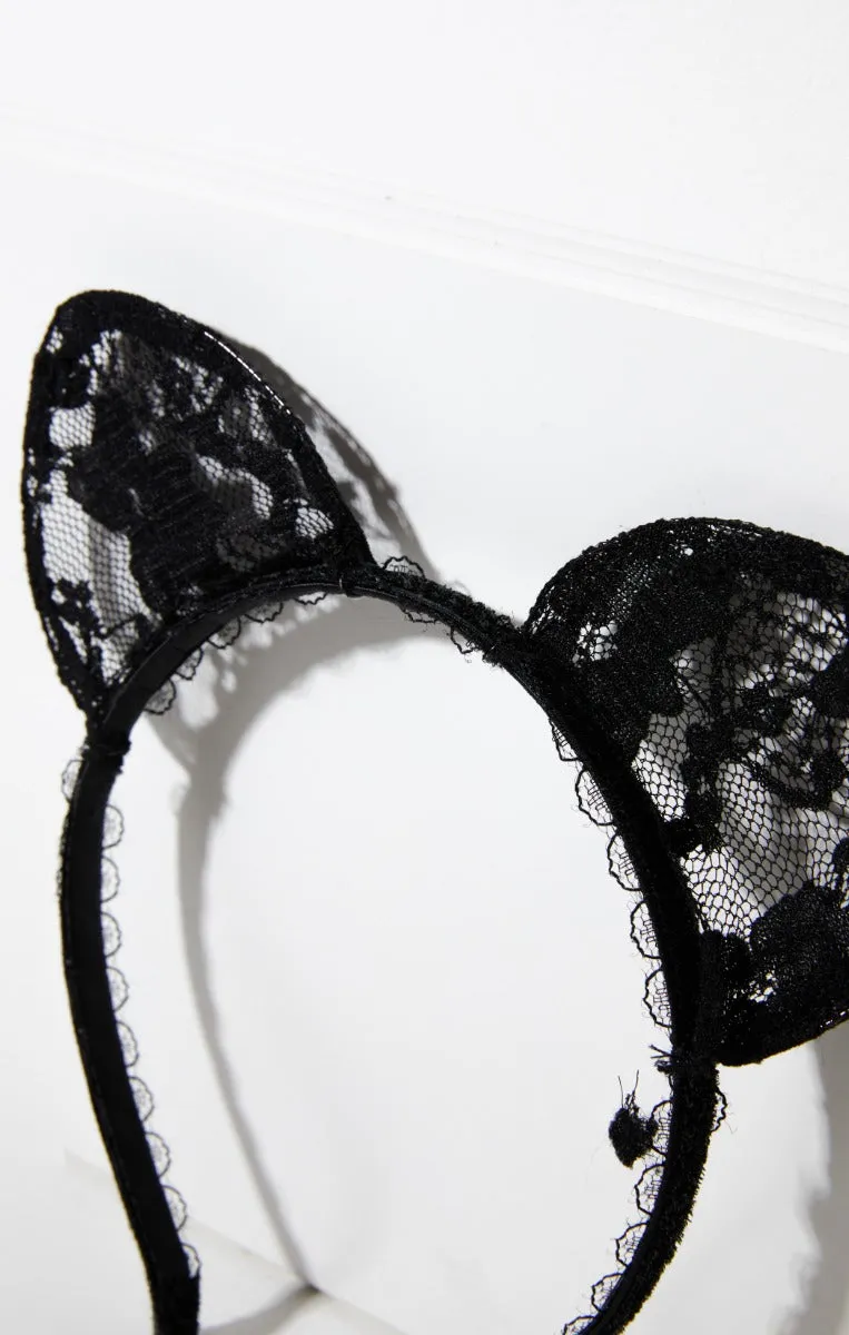 Black Halloween Filigree Cat Ears Headband - Gabrielle sold by Femme Luxe product image thumbnail 3