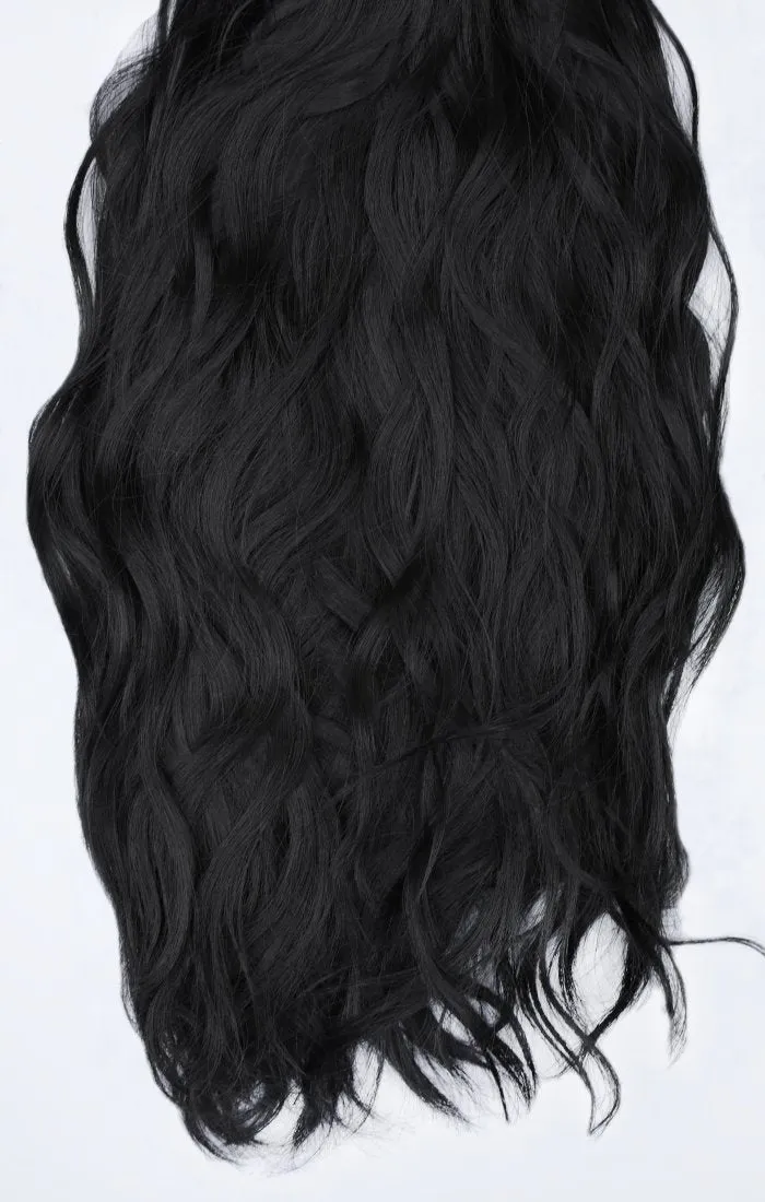 Natural Black Thick 20" Synthetic Clip In Wavy Hair Extensions Set - Loren sold by Femme Luxe