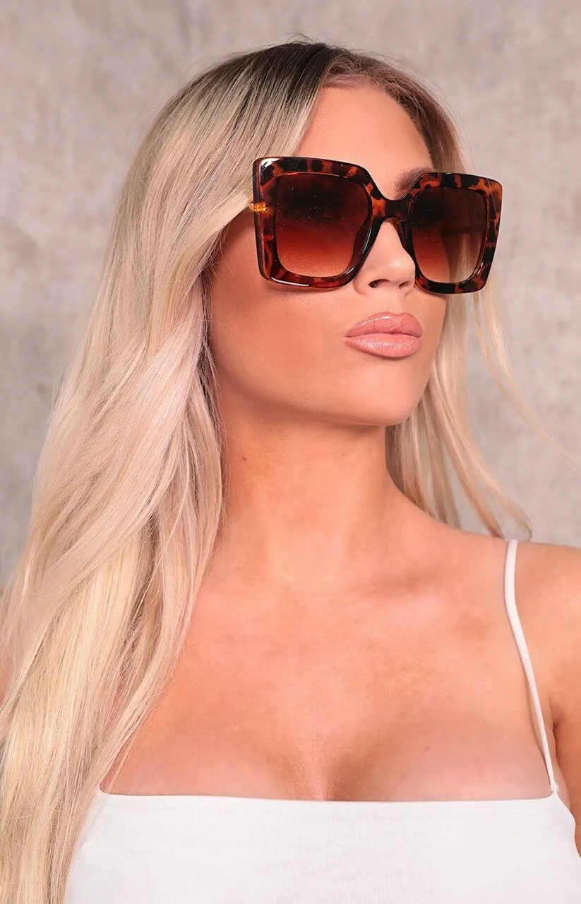 Brown Tortoiseshell Oversized Square Sunglasses - Tilly sold by Femme Luxe product image thumbnail 2