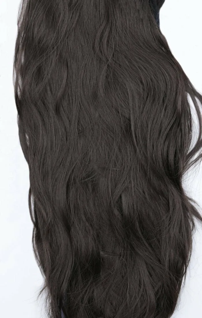 Coffee Brown Thick 20" Synthetic Clip In Wavy Hair Extensions Set - Loren sold by Femme Luxe product image thumbnail 5