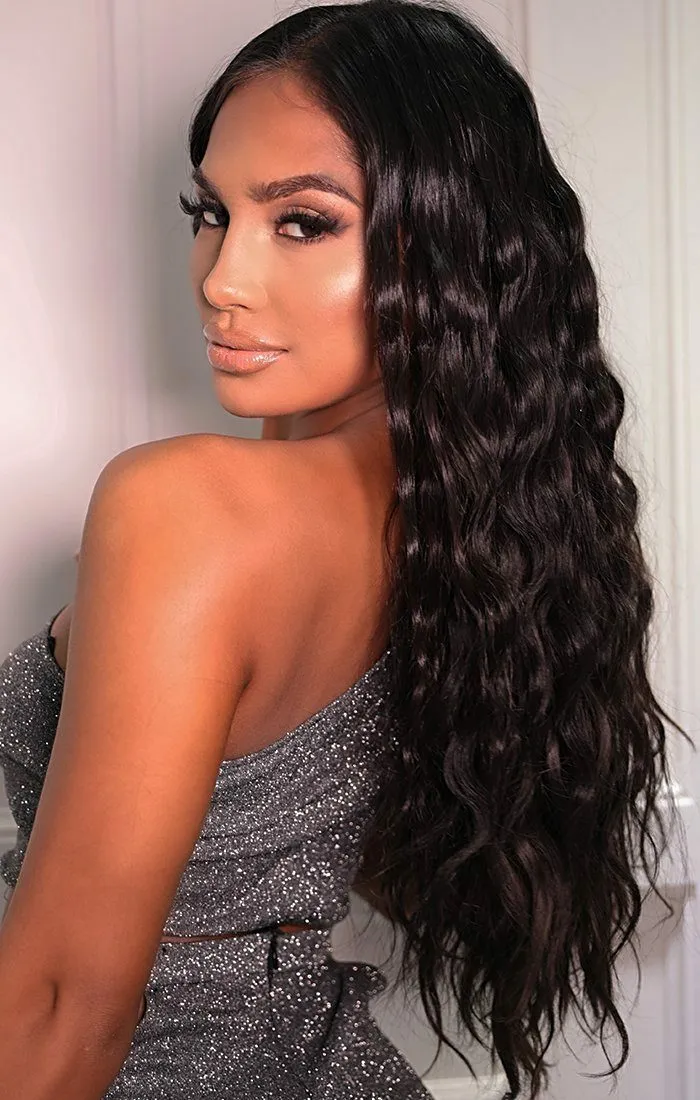 Coffee Brown Thick 20" Synthetic Clip In Wavy Hair Extensions Set - Loren sold by Femme Luxe product image thumbnail 3