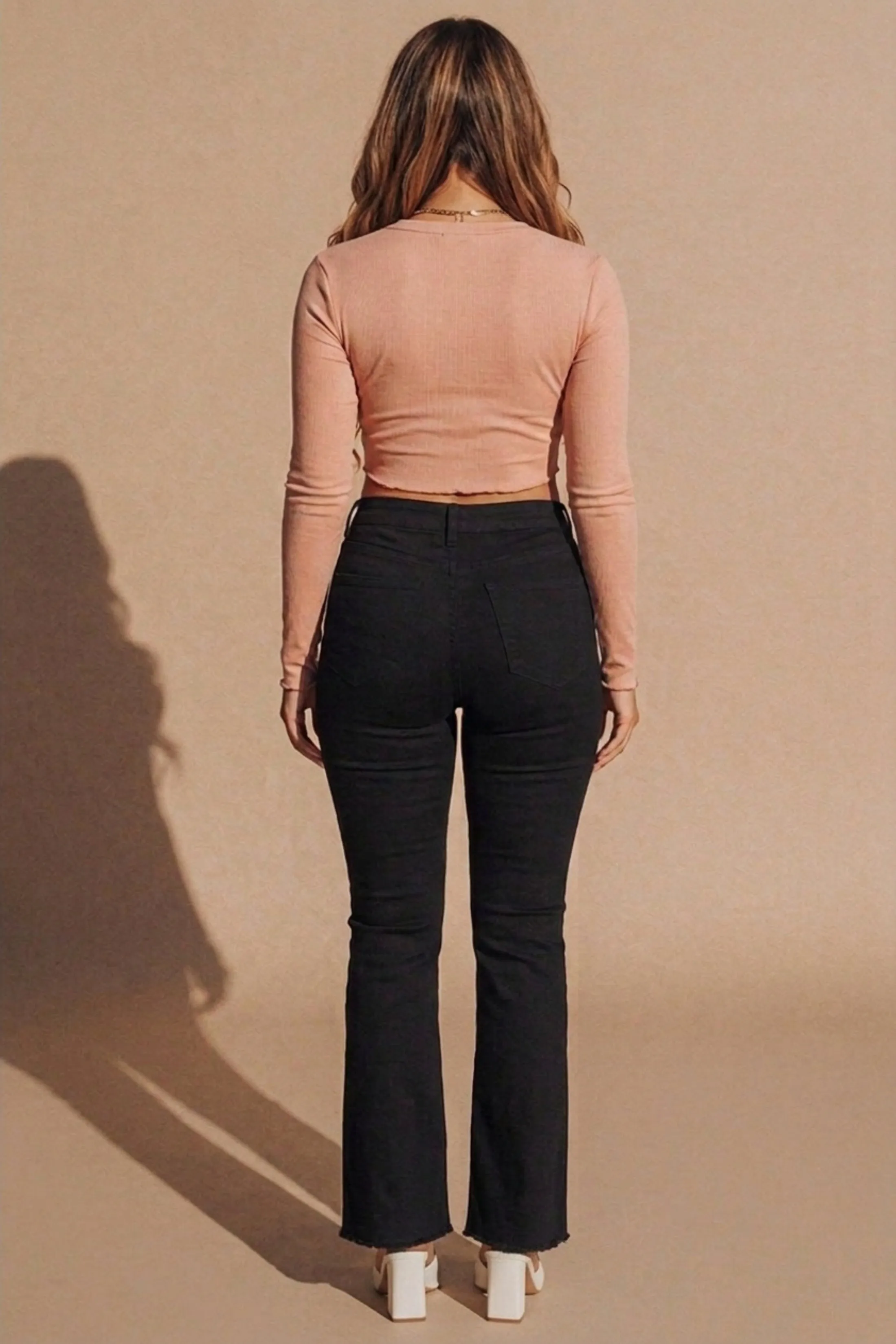 Black High Waisted Straight Leg Jeans- Polly sold by Femme Luxe product image thumbnail 4